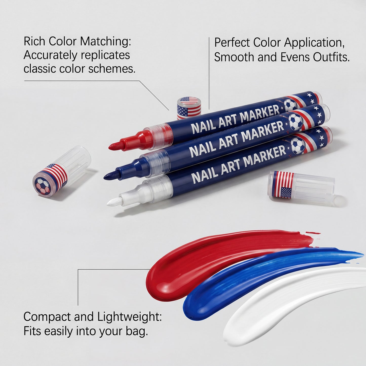 🎨World Cup 12-color fan-themed nail ✨painting brush - Quick-drying nail art brush for 🥇DIY finger swirls for parties and festivals