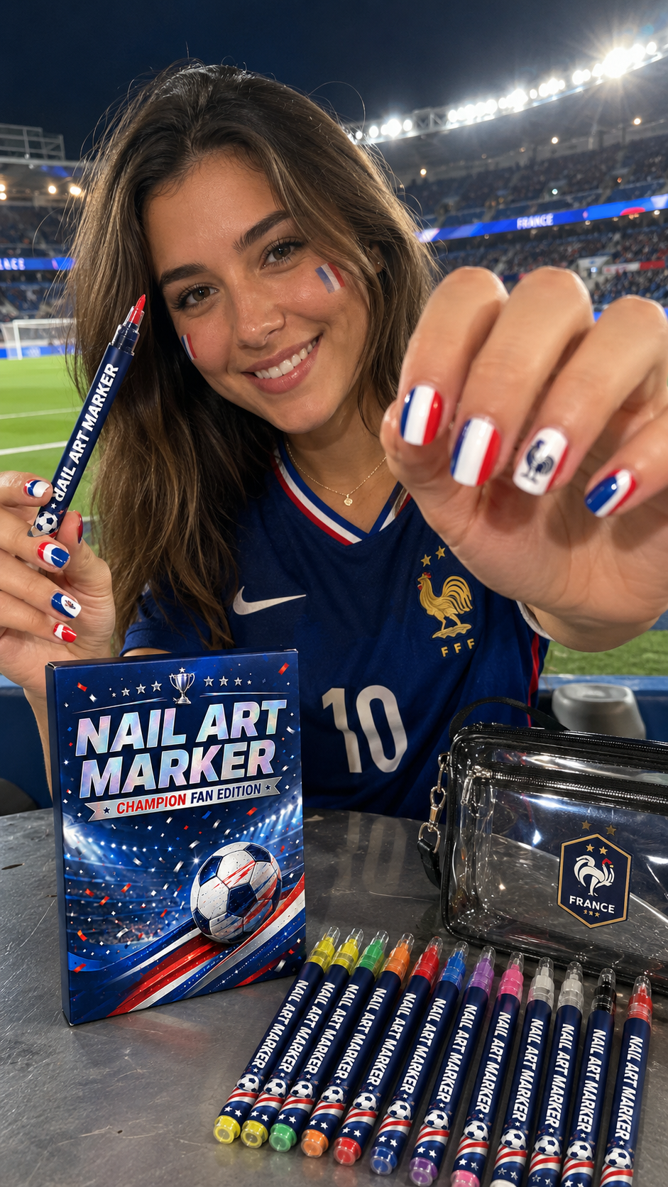 🎨World Cup 12-color fan-themed nail ✨painting brush - Quick-drying nail art brush for 🥇DIY finger swirls for parties and festivals