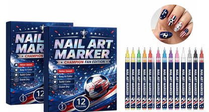 🎨World Cup 12-color fan-themed nail ✨painting brush - Quick-drying nail art brush for 🥇DIY finger swirls for parties and festivals