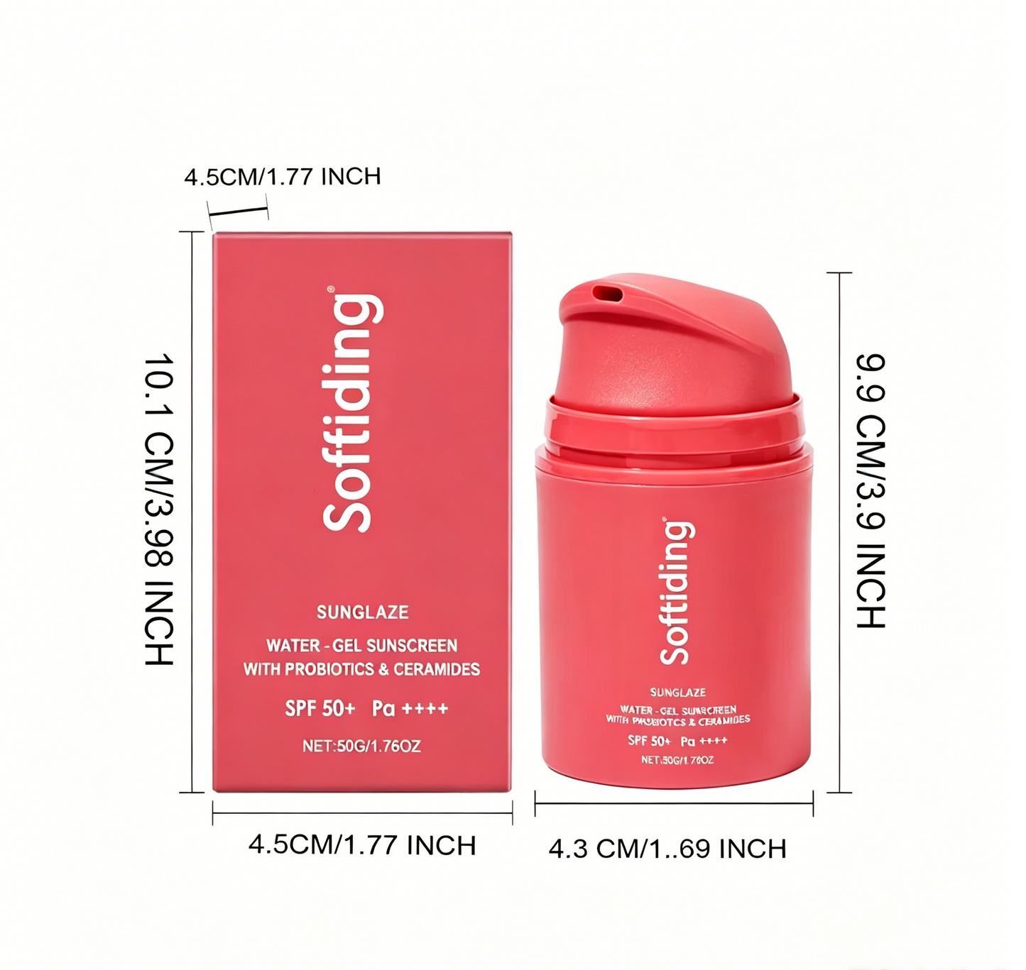 Softiding Sunglaze Water-Gel Sunscreen 🌞SPF50+ PA++++ – Probiotic & Ceramide-Infused Daily Moisturizer with Broad-Spectrum UV Protection