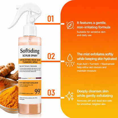 🥰Softiding Keratin Care Kojic Acid Turmeric Spray 200ml Pore Clearing Exfoliating Formula Skin Repair Scrub(Buy three, get one free)